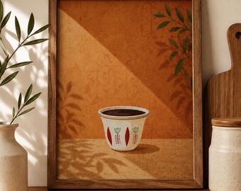 Ethiopian Coffee Poster, African Coffee wall Art, Coffee Print, Minimalist kitchen Decor, Warm Neutral Art