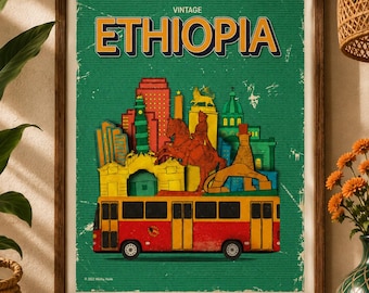 Vintage Addis Ababa Landmarks Poster