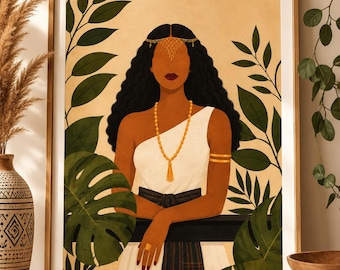 Oromo Woman Wall Art, Ethiopian Woman Print, Oromo Culture Art, Ethiopian Heritage Decor, African Woman Portrait, Modern Ethiopian Art Print