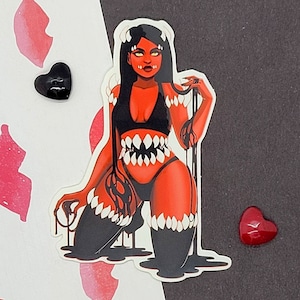 Toothy Demon Girl Glossy Sticker