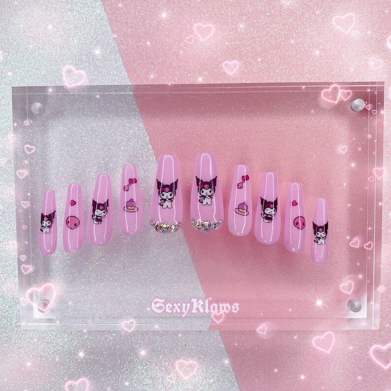 Kawaii Kuromi Jelly Pink / Japanese nails / False nails / 3d | Etsy