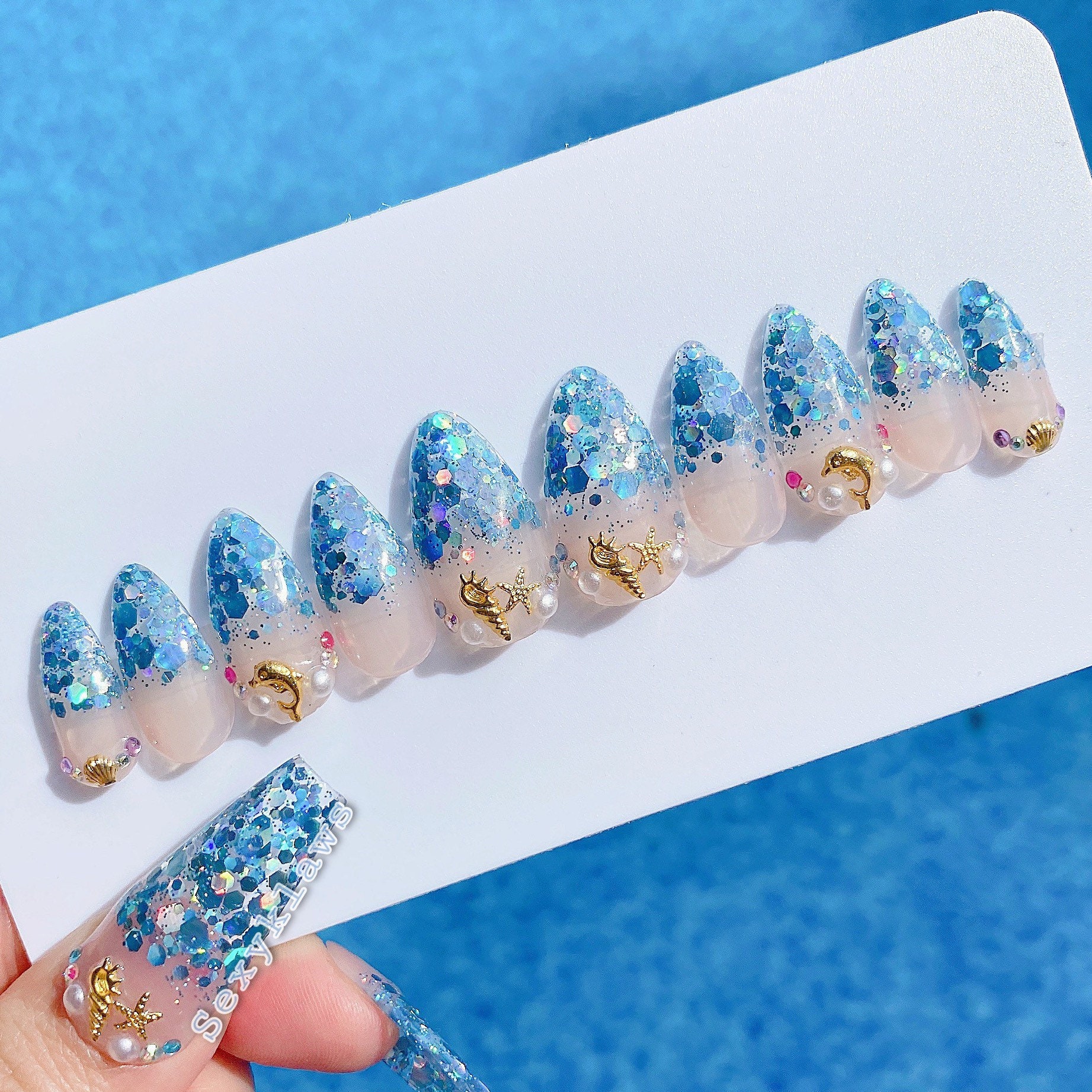 Under the Sea Jelly Press Ons / Hand Painted Acrylic Nails - Etsy