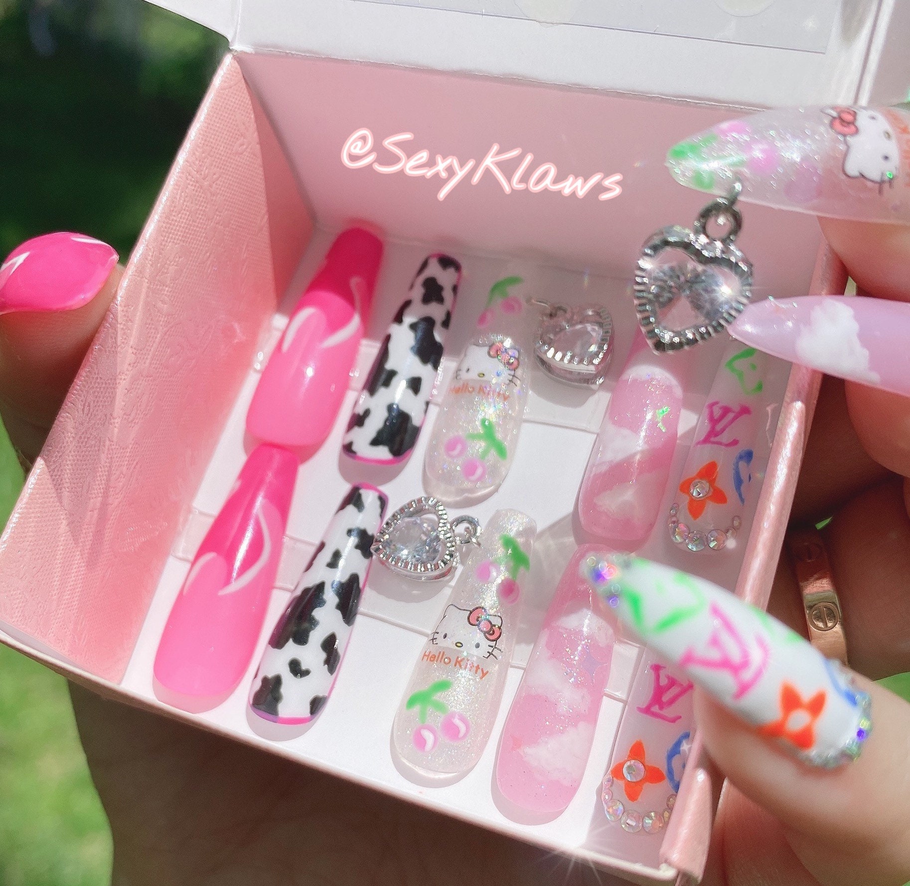 90s Aesthetic Hand Painted Press On Nails Japanese Etsy Nagel Frozen Food Willich