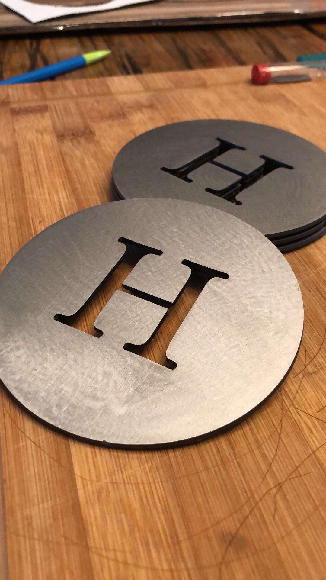 Personalized Metal Coasterinitials Logo Barware Kitchen Etsy