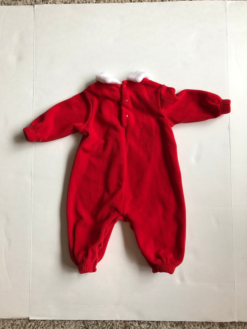 Red One Piece Infant 3-6 Mo Santa Jumpsuit Velour
