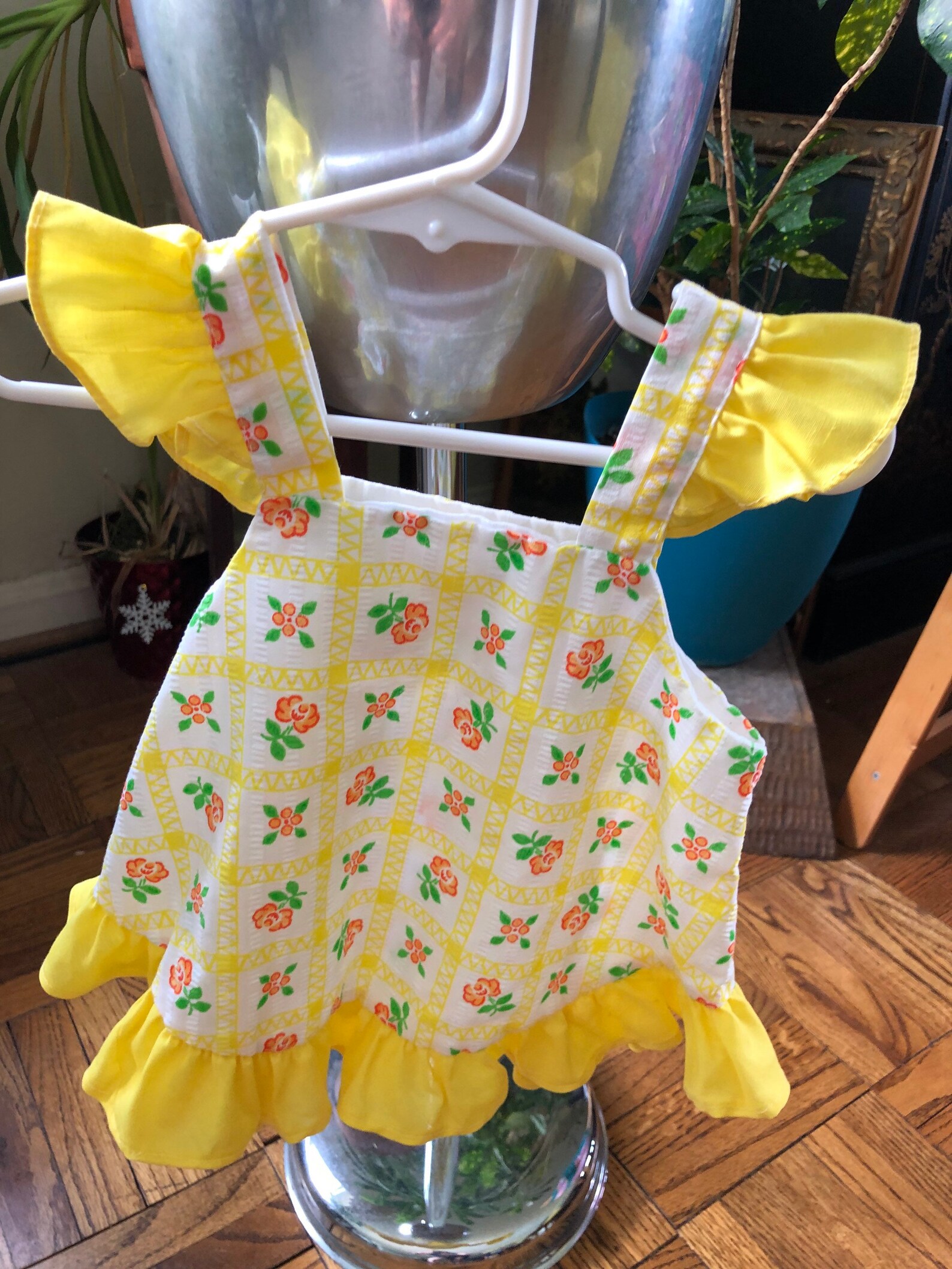 Vintage cute yellow SunDress Sz 18 mon old Checkered | Etsy