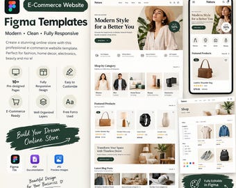 E-Commerce Website Figma Templates: UI Kit for Online Stores (Digital Download)