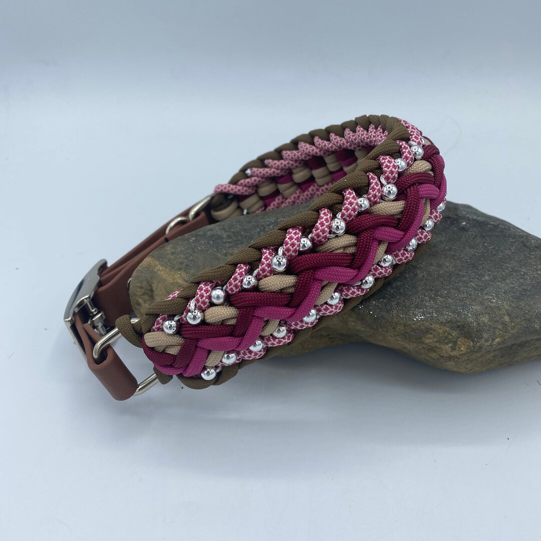 Hunde-Zughalsband Im Indianer-Look - 25 Mm Breite, 44-74 Cm Länge, Strapazierfähiges Gurtband In Rot