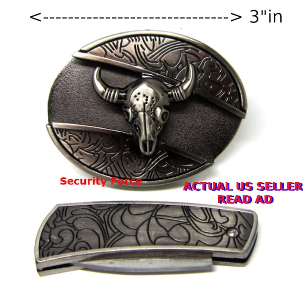 Cowboy Metal Belt Buckle With Utility Knife