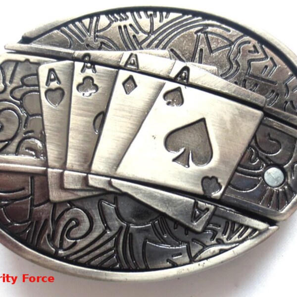 Card Deck Metal Belt Buckle With Utility Knife