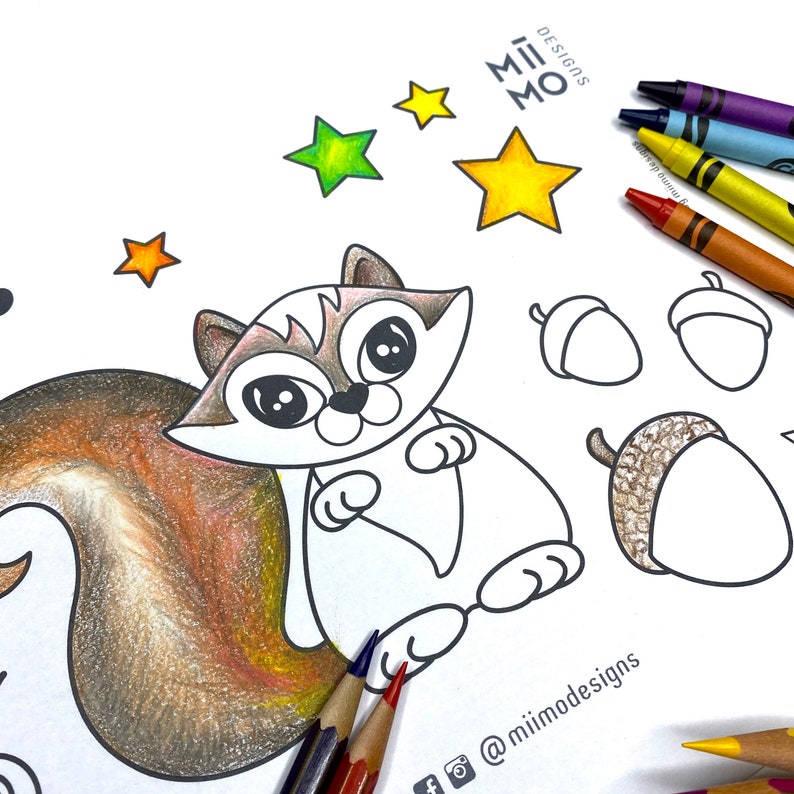 Download Coloring Pages for Kids iPad Pro Squirrel PDF File Digital | Etsy