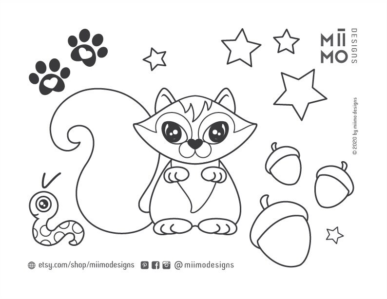 Download Coloring Pages for Kids iPad Pro Squirrel PDF File Digital ...