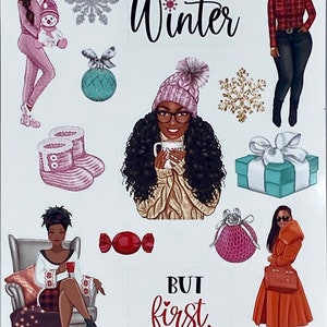 Winter Stickers-Vol1|African American Stickers|Christmas Stickers|Planner Stickers|Black Girl Stickers|Journaling Stickers|Hello Winter