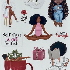 Self-Care Stickers |Self-Love| African American Stickers| |Black Girl Stickers|Planner Stickers|Journaling Stickers|Sticker Sheets