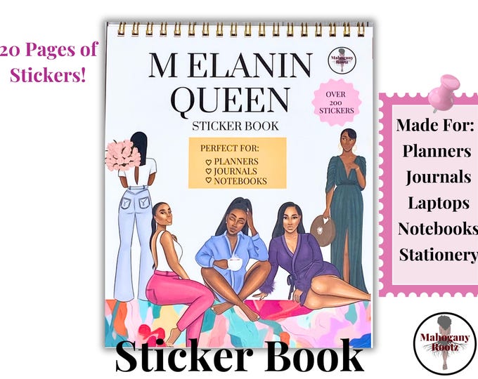 Melanin Queen Sticker Book/Planner Stickers/African American/Journals