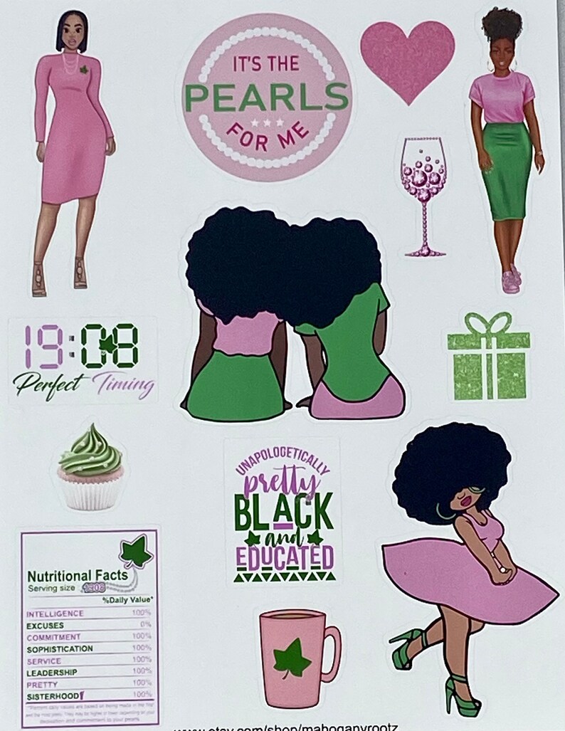 Pink and Green Sorority Inspired Stickers Sisterhood Etsy