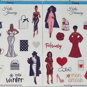 African American Yearly Stickers|Sticker Bundle|Black Girl Stickers|Planner Stickers|Journaling Stickers|Sticker Sheets