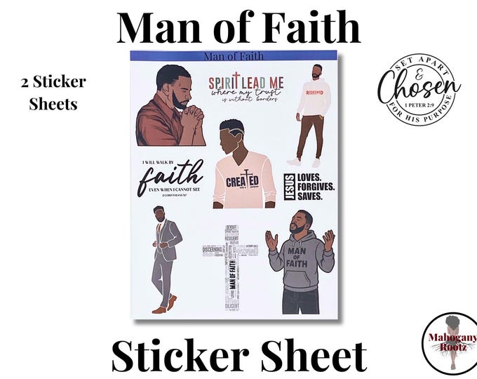 Man of Faith Stickers: Afrocentric Prayer, Bible Study, Journaling