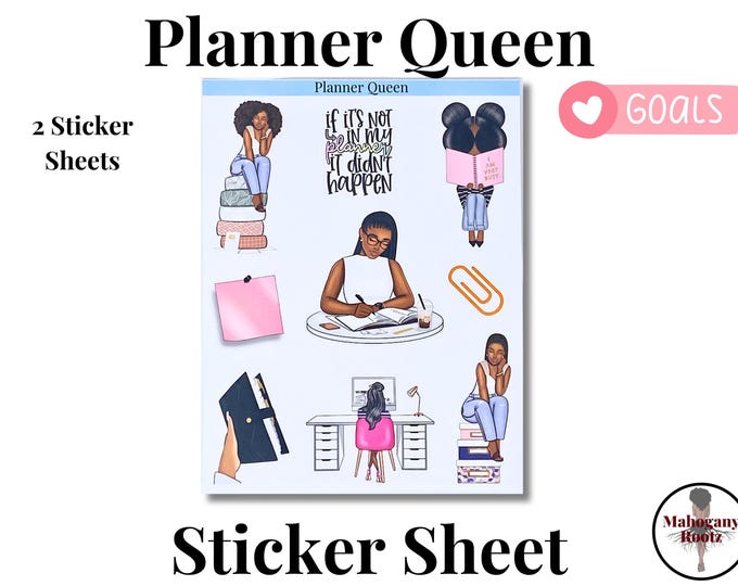 Planner Queen Stickers |Planner Babe|To Do List| African American Stickers| |Black Girl Stickers|Planner Stickers|Journaling Stickers