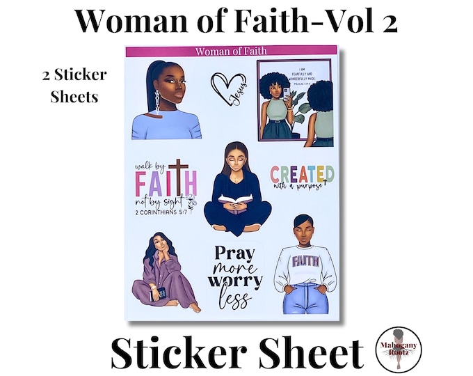 Afrocentric Woman of Faith Stickers: Planner, Journal, Bible Study