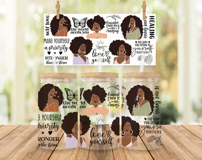 Black Butterfly 16 oz Glass Tumbler