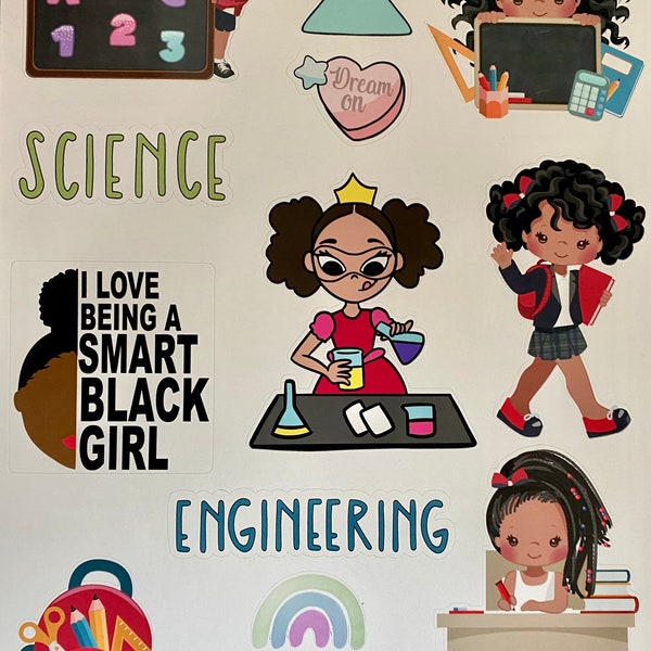 African American Girl Education Stickers/Black Girl Stickers/African American/STEM Stickers/Planner stickers/Decals