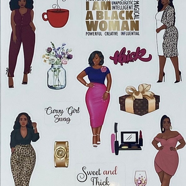 Curvy Girl Bundle Stickers|African American Stickers|Planner stickers|Black Girl Stickers|Journaling Stickers