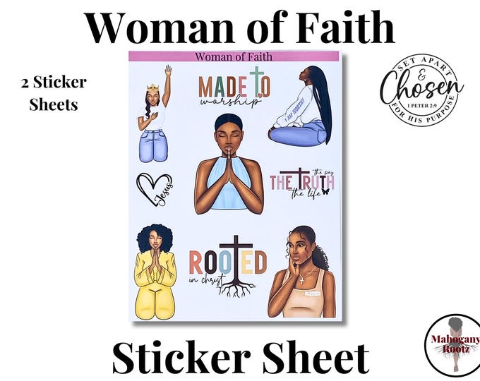 Woman of Faith Stickers: Afrocentric Planner, Journal, Bible Study