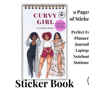 Curvy Girl Sticker Book |Plus-size| African American Stickers| |Black Girl Stickers|Planner Stickers|Journaling Stickers|Sticker Sheets