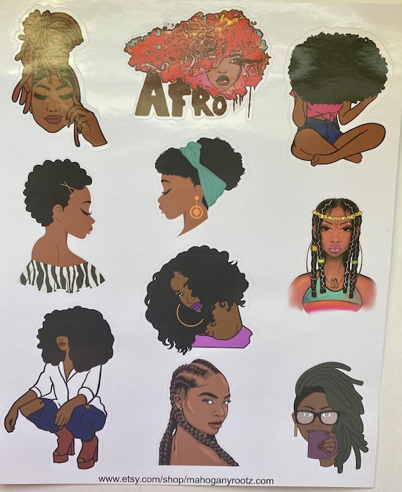 Natural Hair Stickersafrican American Stickersplanner Stickersblack Girl  Stickersjournaling Stickers 
