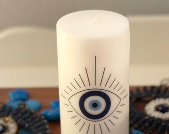 Vela Evileye, solo buenas vibraciones, vela Nazar, vela sin aroma