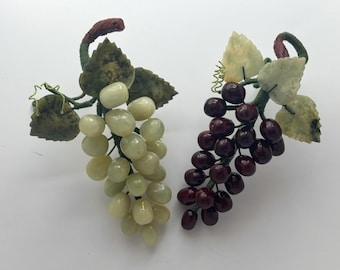 Vintage Hand geschnitzte Stein Trauben Clusters - Jade & Karneol, MCM Decor