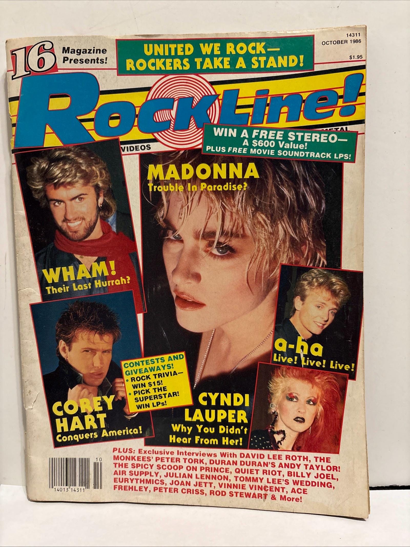 16 Magazine Presents Rockline 1986 Madonna Cyndi Paper Wham Corey