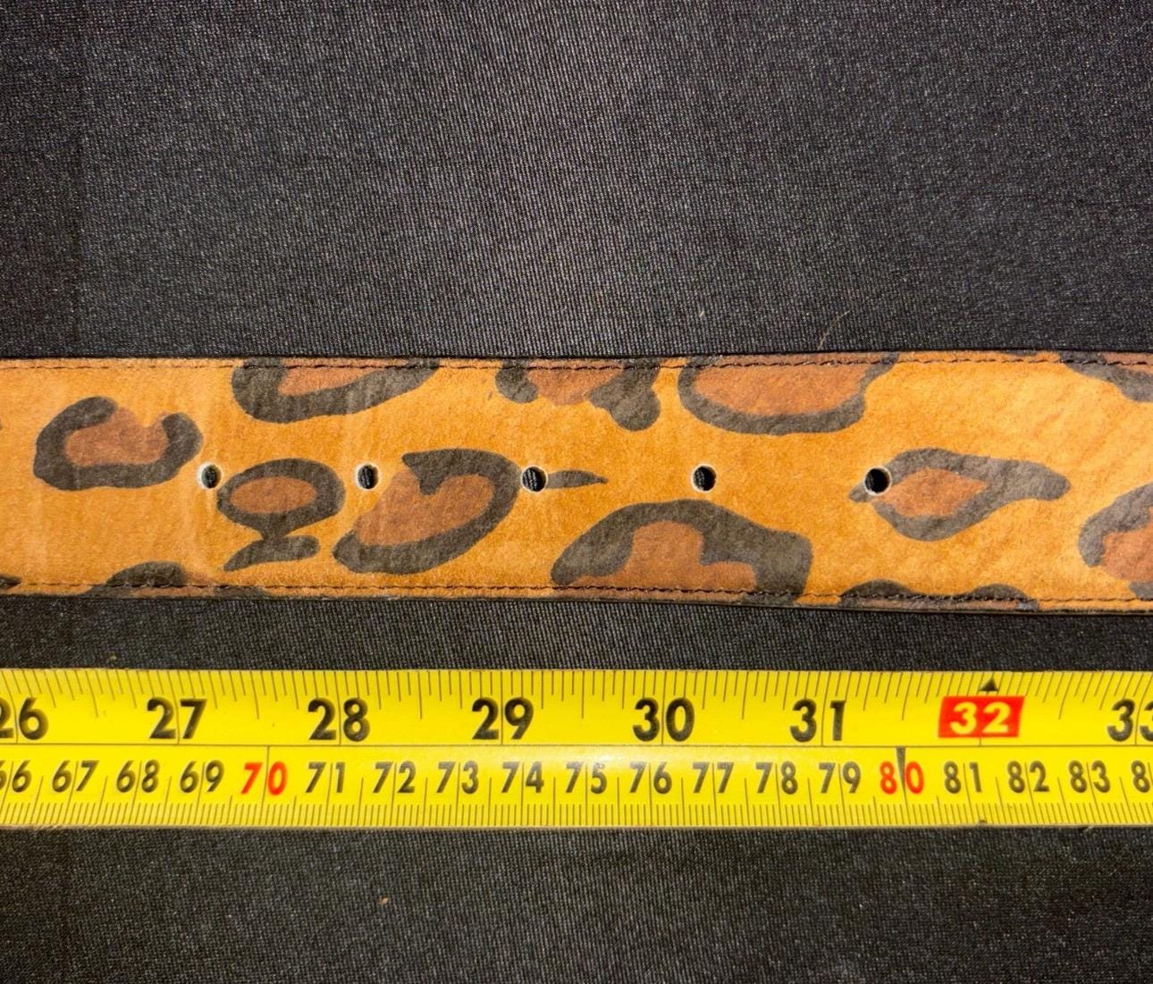 Vintage Omega Leopard Print Pig Suede Belt | 80s Gold Buckle  display picture 1