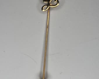 Vintage Monet ondertekende eerste "L" stokspeld monogram brief revers hoed broche