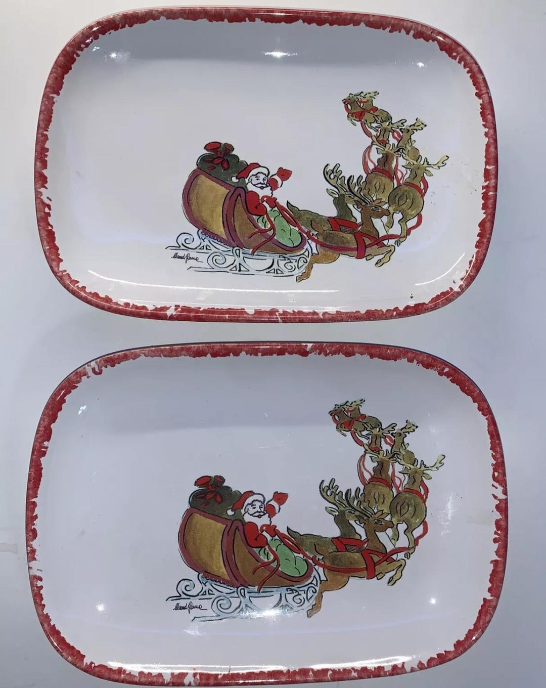 2 Ceramiche セラミック クリスマス サンタ そり トナカイ
