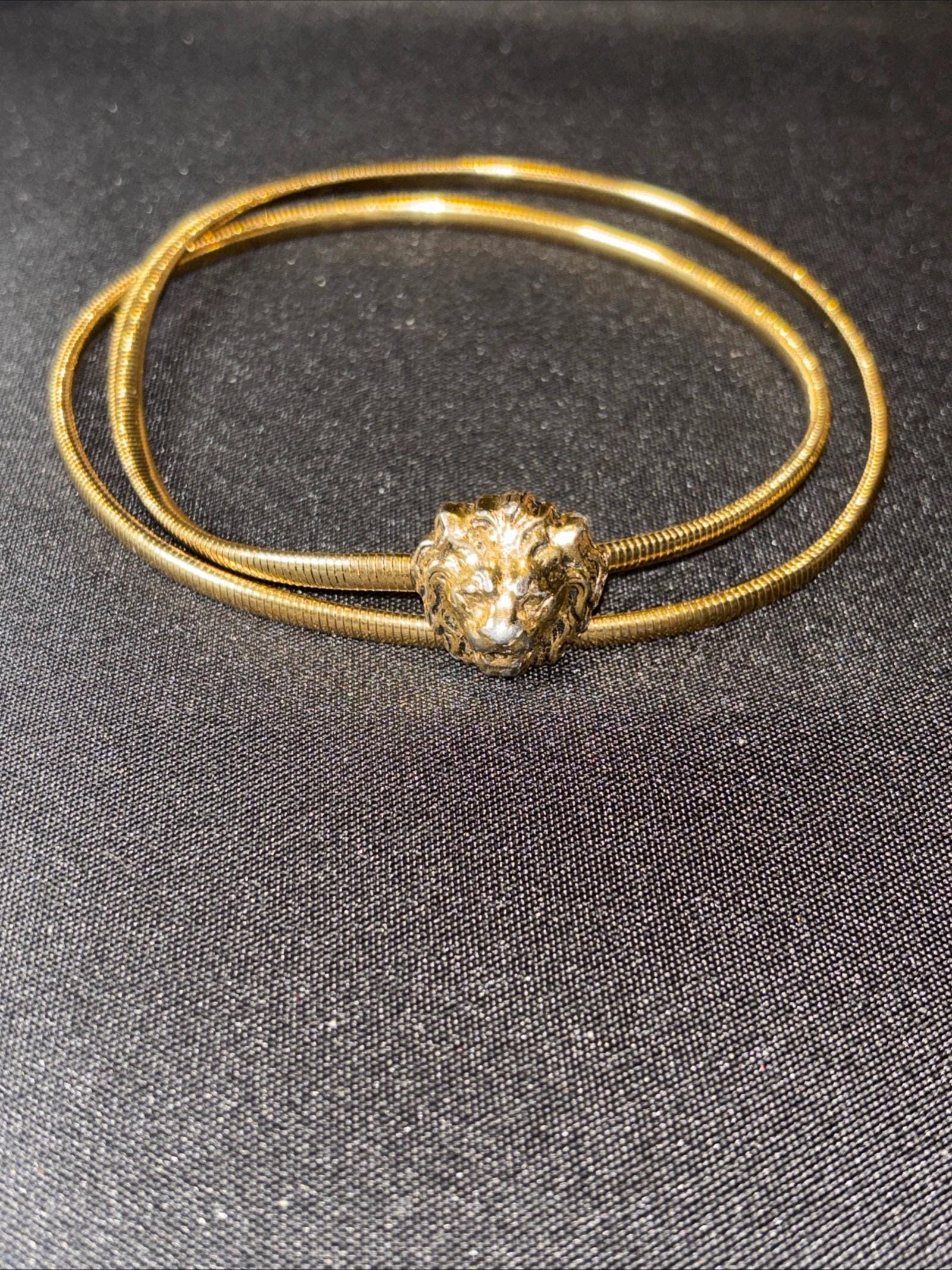 Vintage Accessocraft NYC Lion Head Gold Tone Stretch Belt - Etsy display picture 2
