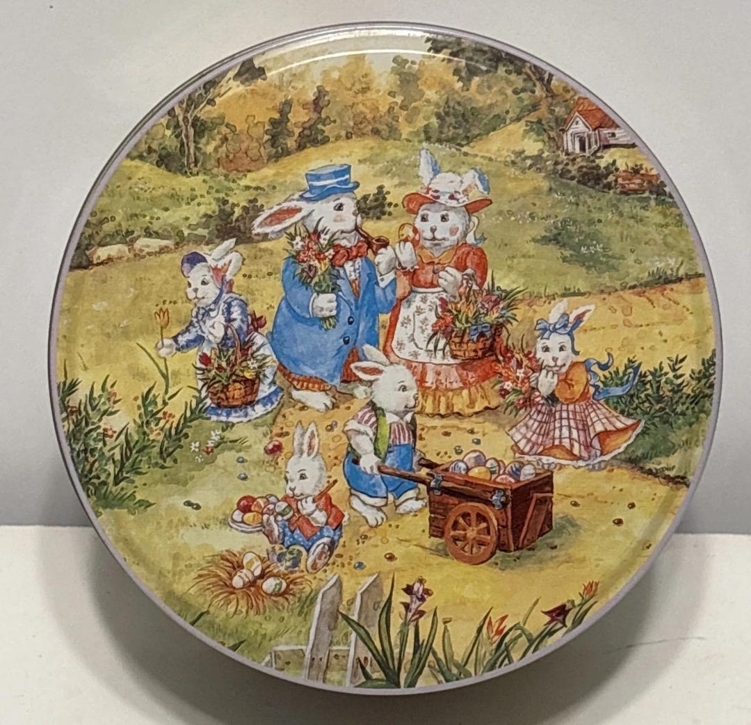 Sadter Rabbit Tin Vintage Greek Easter Bunny Tin, Colorful Rabbits Design - Etsy