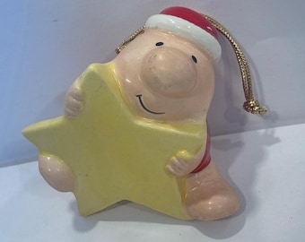 Vintage 1982 Ziggy  American Greetings Santa Star Christmas Ornament Ceramic