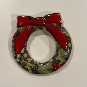 Broche vintage Spode con forma de corona de árbol de Navidad