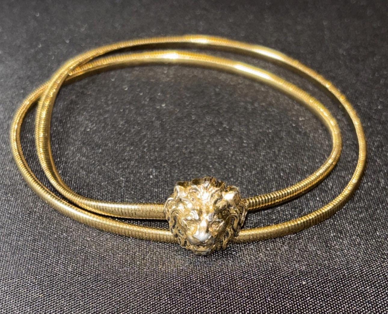 Vintage Accessocraft NYC Lion Head Gold Tone Stretch Belt - Etsy