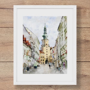 Bratislava, Slovakia Sketch Watercolour Art Print