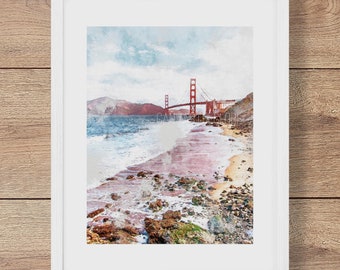 San Francisco, California Sketch Watercolour Art Print