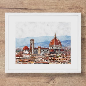 Florence, Italy Sketch Watercolour Art Print