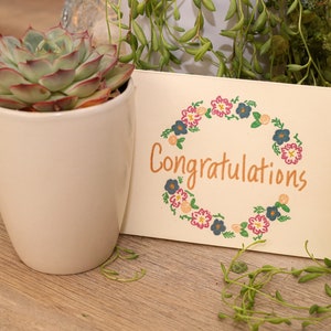 花のお祝いエンボスカード、結婚式、誕生日、記念日、新生児