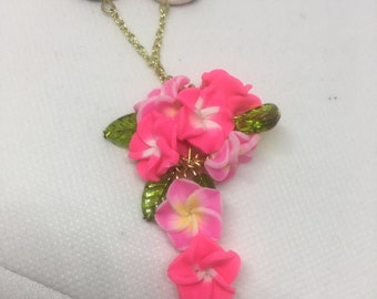 Collana di fiori rosa, collana floreale , collana dichiarazione , collana di moda estate stagione collana, collana giardino