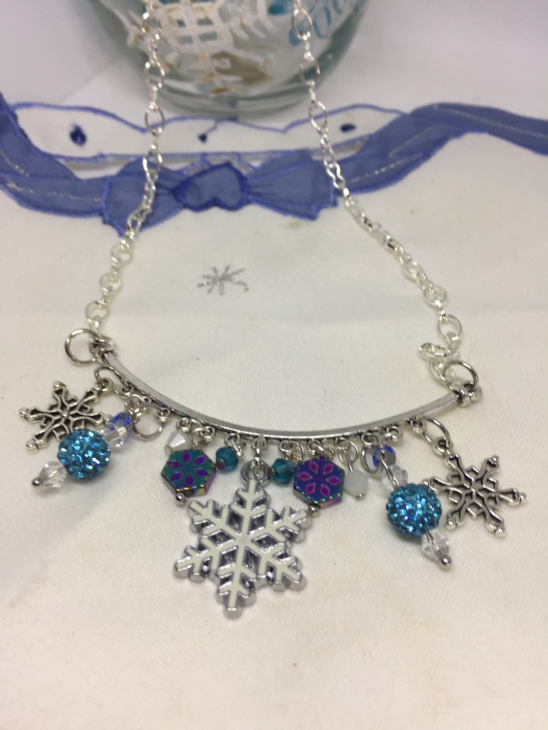 Snowflake Necklace, Winter Necklace, Frozen Necklace, Gift for Her