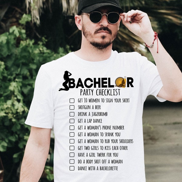 Bachelors Party Checklist Bridal Party Shirts, Bachelors Party TShirt, Stag Party Bestman Gift, Funny Shirt, Groom Party Shirt, Gift For Him