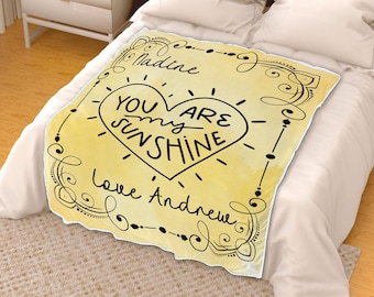 Personalized Name Blanket | You Are My Sunshine Blanket |  | Wedding Gift | Love Couple Name Blanket | Wedding Anniversary Blanket Gift