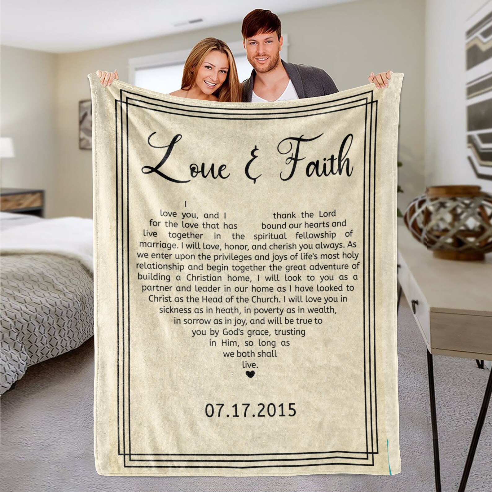 Wedding Vows Blanket Mr and Mrs Personalized Blanket His Etsy